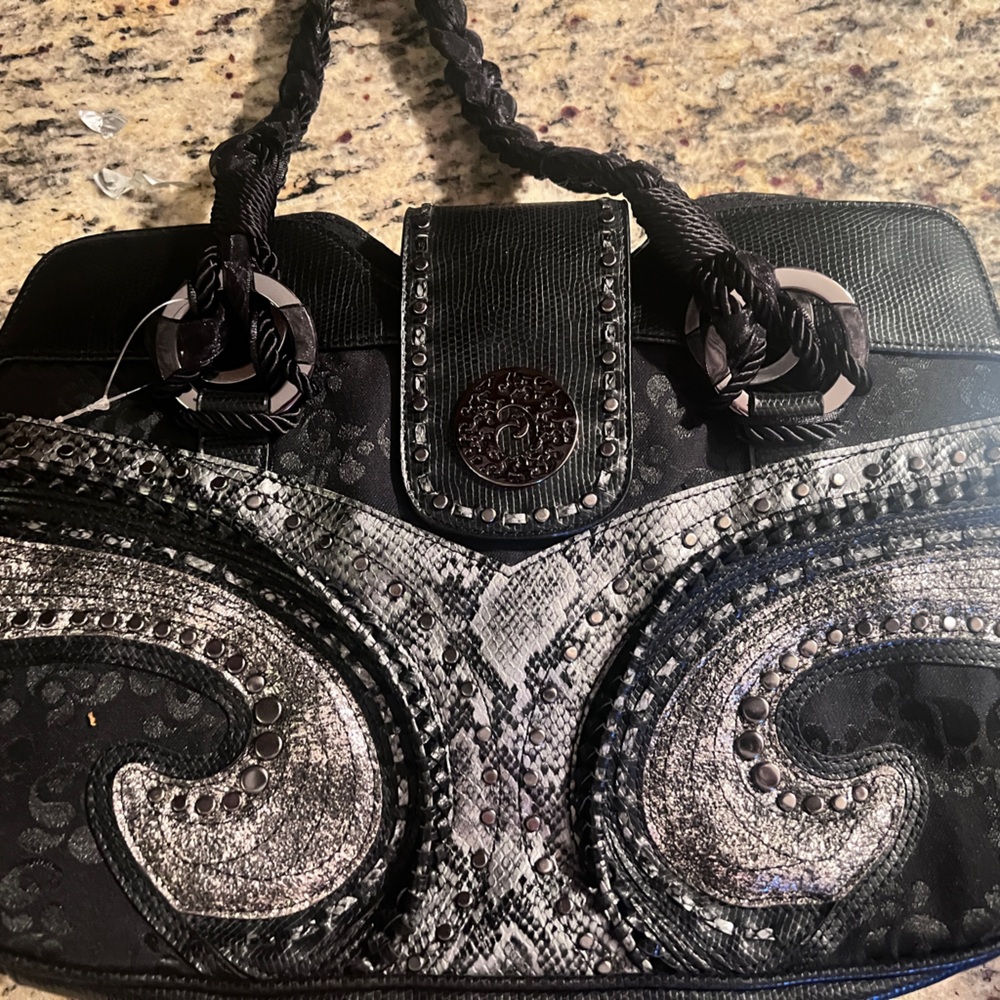 Elegant Black and Silver Women's Shoulder Bag